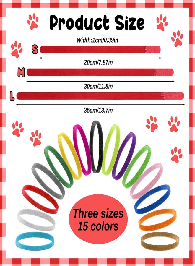 Zelphvt 45 Pcs Puppy Whelping Collars, Puppy Collar Double-Sided Adjustable ID Bands Newborn Pet Collars for Litter Newborn Pet Dog Cat 15 Colors - Image 2